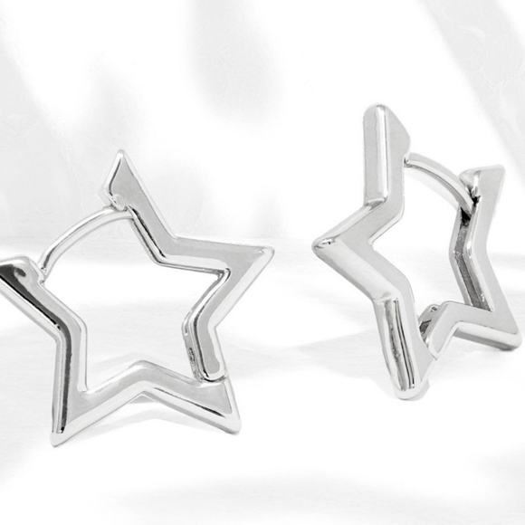 Silver Stylish Hoop Earrings - 925 SterlingSilver - Picture 2 of 5